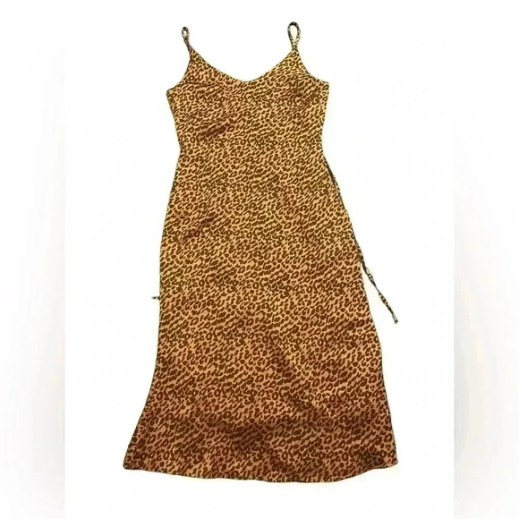 Evelyn Animal Print Tie Back Satin Dress, Size Small. - Picture 2 of 8